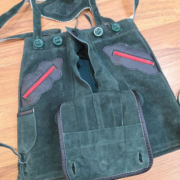 Lederhosen Isar Trachten Childs kids suede Leather Shorts 92 US 2-3T Cow Split - Picture 9 of 9